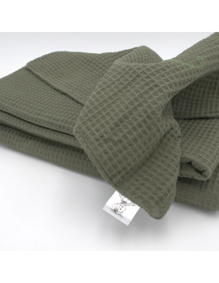 Handtuch & Duschhandtuch "Waffelpique" Grün | Personalisiert (Set & Einzeln) - Nahaufnahme