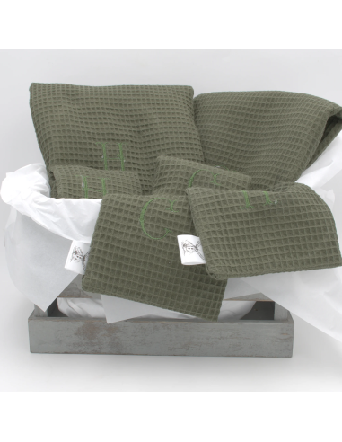 Handtuch & Duschhandtuch "Waffelpique" Grün | Personalisiert (Set & Einzeln) - Design-Elemente