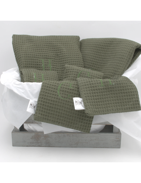 Handtuch & Duschhandtuch "Waffelpique" Grün | Personalisiert (Set & Einzeln) - Design-Elemente