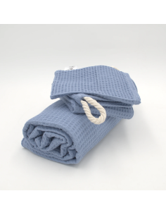 Handtuch & Duschhandtuch "Waffelpique" Jeansblau | Personalisiert (Set & Einzeln) 2