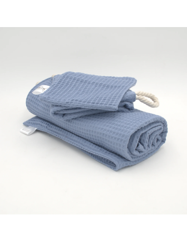 Handtuch & Duschhandtuch "Waffelpique" Jeansblau | Personalisiert (Set & Einzeln) - Praktisch im Alltag