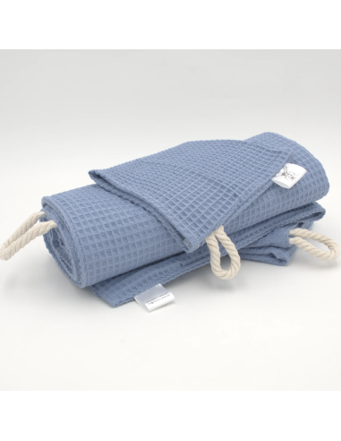 Handtuch & Duschhandtuch "Waffelpique" Jeansblau | Personalisiert (Set & Einzeln) - Handgemacht in Bayern