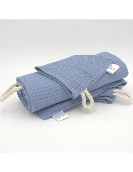 Handtuch & Duschhandtuch "Waffelpique" Jeansblau | Personalisiert (Set & Einzeln) - Handgemacht in Bayern