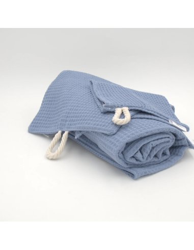 Handtuch & Duschhandtuch "Waffelpique" Jeansblau | Personalisiert (Set & Einzeln) - Farbwirkung
