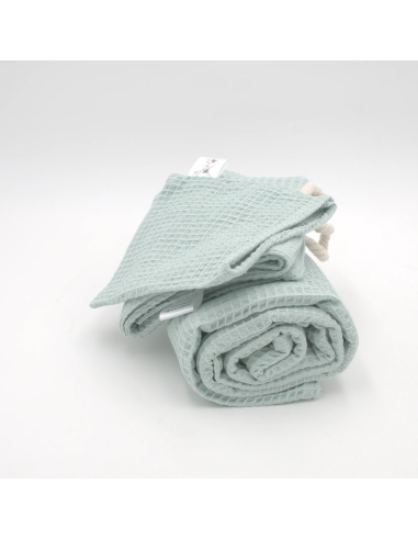 Handtuch & Duschhandtuch "Waffelpique" Mint | Personalisiert (Set & Einzeln) - Stoffstruktur und Material