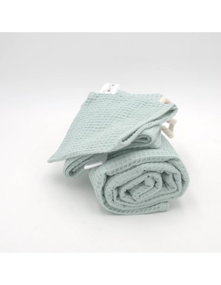 Handtuch & Duschhandtuch "Waffelpique" Mint | Personalisiert (Set & Einzeln) - Stoffstruktur und Material