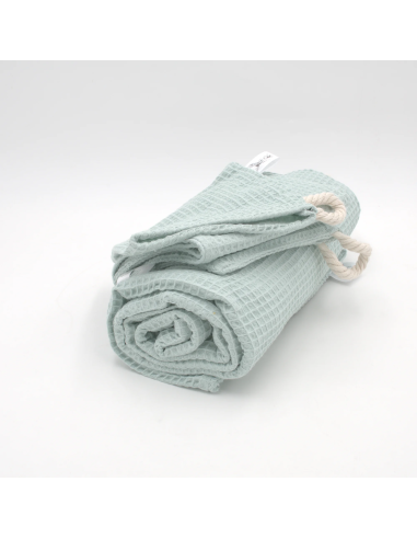 Handtuch & Duschhandtuch "Waffelpique" Mint | Personalisiert (Set & Einzeln) - Rückansicht