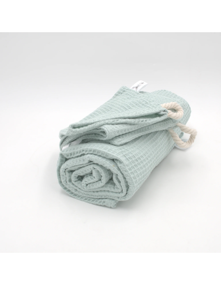 Handtuch & Duschhandtuch "Waffelpique" Mint | Personalisiert (Set & Einzeln) - Rückansicht