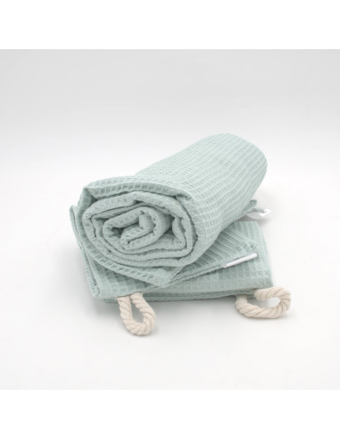 Handtuch & Duschhandtuch "Waffelpique" Mint | Personalisiert (Set & Einzeln) - Praktisch im Alltag