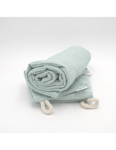 Handtuch & Duschhandtuch "Waffelpique" Mint | Personalisiert (Set & Einzeln) - Praktisch im Alltag