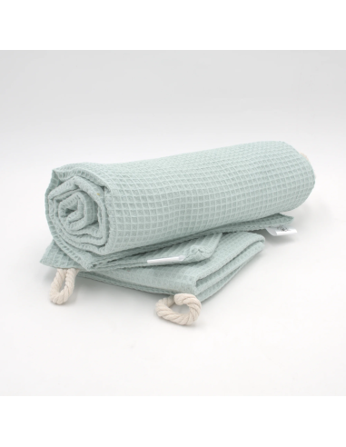 Handtuch & Duschhandtuch "Waffelpique" Mint | Personalisiert (Set & Einzeln) - Weitere Perspektive