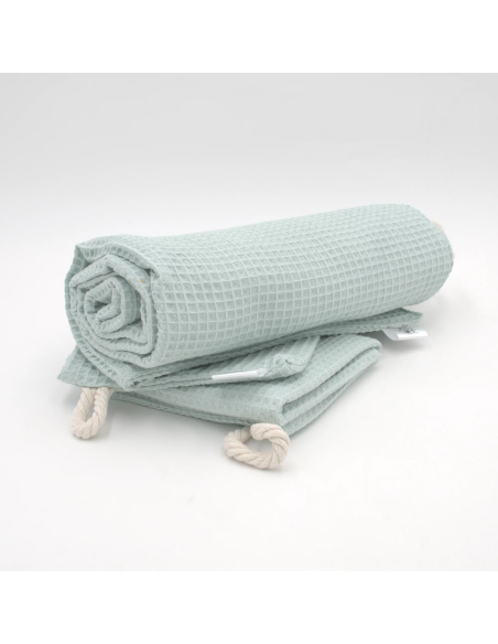 Handtuch & Duschhandtuch "Waffelpique" Mint | Personalisiert (Set & Einzeln) - Weitere Perspektive
