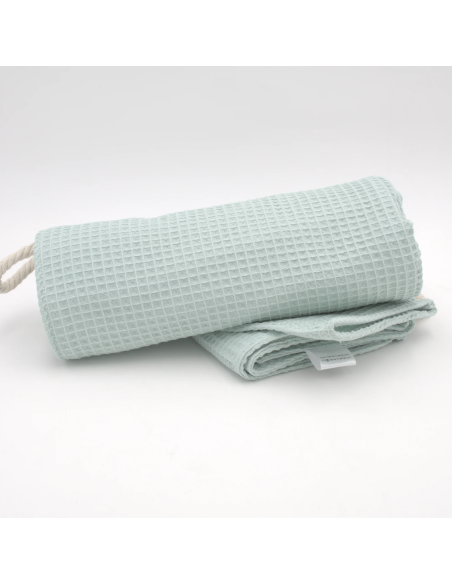 Handtuch & Duschhandtuch "Waffelpique" Mint | Personalisiert (Set & Einzeln) - Seitenansicht