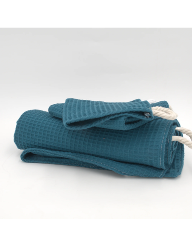 Handtuch & Duschhandtuch "Waffelpique" Petrol | Personalisiert (Set & Einzeln) - Stoffstruktur und Material