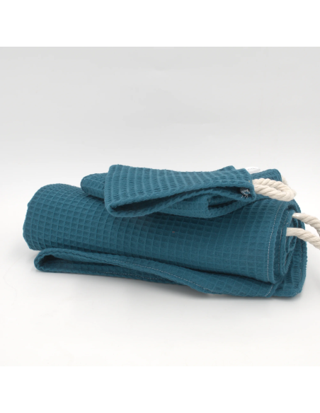Handtuch & Duschhandtuch "Waffelpique" Petrol | Personalisiert (Set & Einzeln) - Stoffstruktur und Material