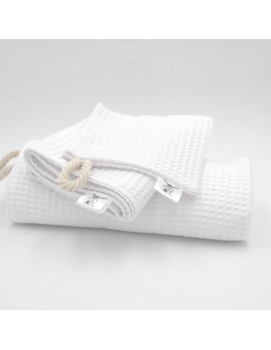 Handtuch & Duschhandtuch "Waffelpique" Weiß | Personalisiert (Set & Einzeln) - Stoffstruktur und Material