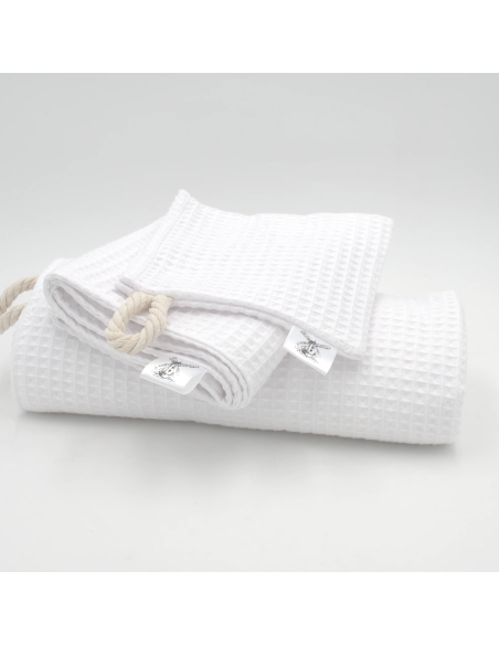 Handtuch & Duschhandtuch "Waffelpique" Weiß | Personalisiert (Set & Einzeln) - Stoffstruktur und Material