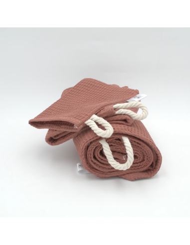 Handtuch & Duschhandtuch "Waffelpique" Ziegelrot | Personalisiert (Set & Einzeln) - Praktisch im Alltag