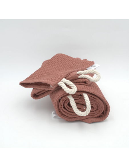 Handtuch & Duschhandtuch "Waffelpique" Ziegelrot | Personalisiert (Set & Einzeln) - Praktisch im Alltag