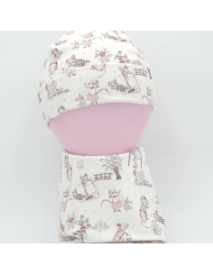 Beanie & Schlupfschal 'Kleine Mäuse'