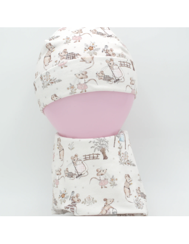 Beanie & Schlupfschal 'Kleine Mäuse'