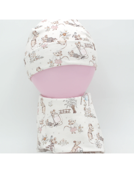 Beanie & Schlupfschal 'Kleine Mäuse'