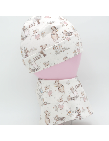 Beanie & Schlupfschal 'Kleine Mäuse' - Verarbeitung im Detail