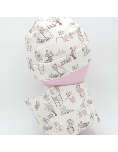 Beanie & Schlupfschal 'Kleine Mäuse' - Rückansicht