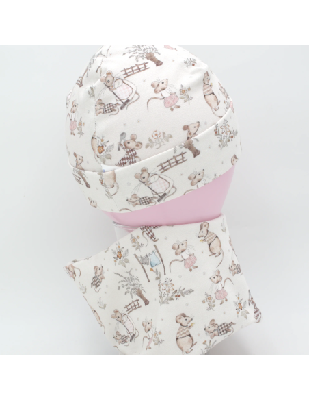 Beanie & Schlupfschal 'Kleine Mäuse' - Rückansicht