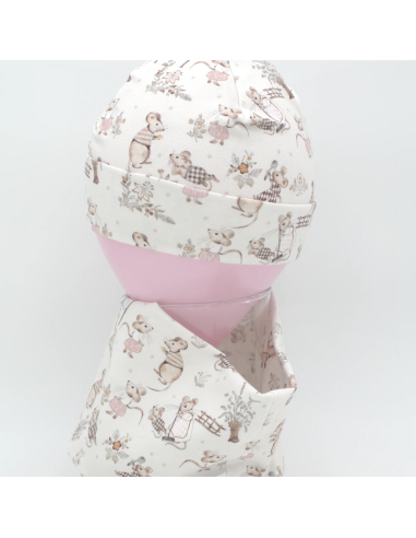 Beanie & Schlupfschal 'Kleine Mäuse' - Hübsches Geschenk