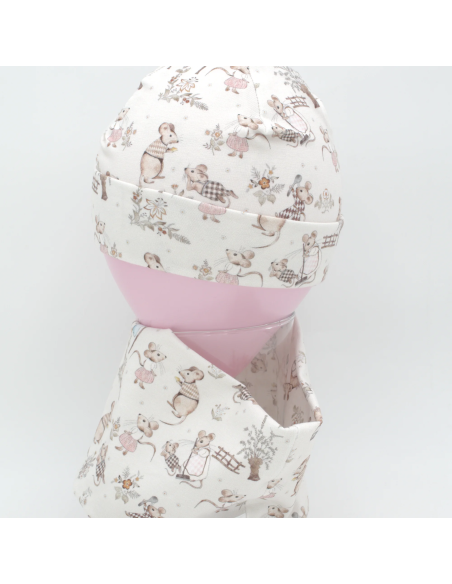 Beanie & Schlupfschal 'Kleine Mäuse' - Hübsches Geschenk
