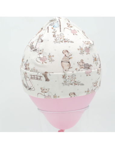 Beanie & Schlupfschal 'Kleine Mäuse' - Detailansicht
