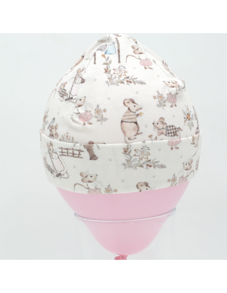 Beanie & Schlupfschal 'Kleine Mäuse' - Detailansicht