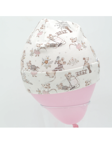 Beanie & Schlupfschal 'Kleine Mäuse' - Stoffstruktur und Material