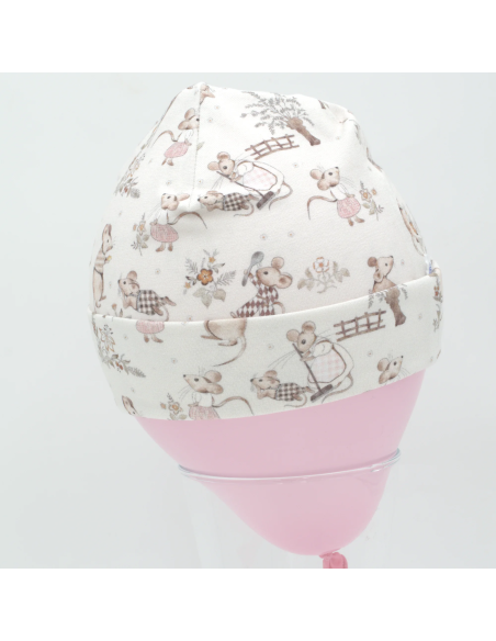 Beanie & Schlupfschal 'Kleine Mäuse' - Stoffstruktur und Material