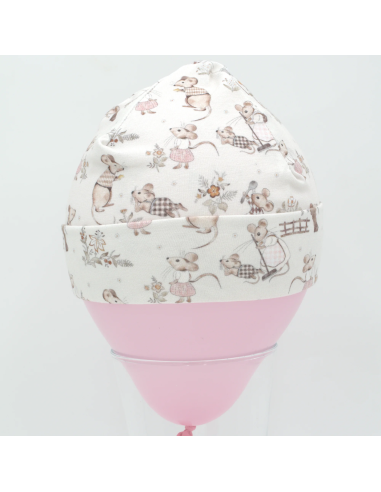 Beanie & Schlupfschal 'Kleine Mäuse' - Nahaufnahme