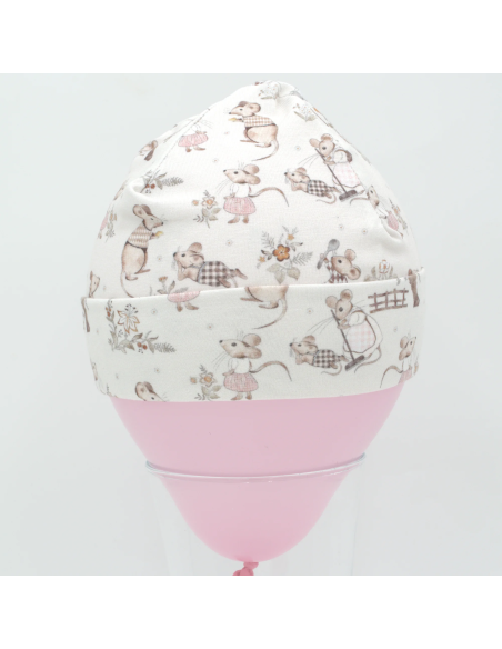 Beanie & Schlupfschal 'Kleine Mäuse' - Nahaufnahme