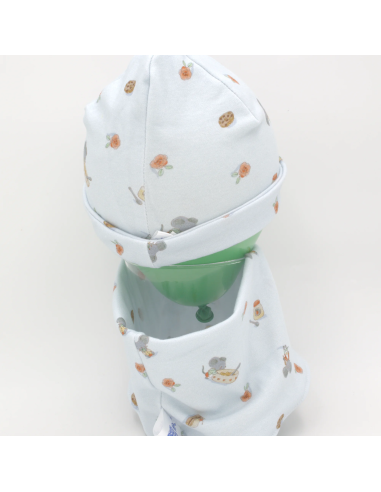 Beanie & Schlupfschal 'Naschmäuschen' - Rückansicht des Mützen-Sets