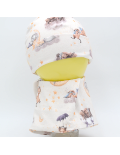 Beanie & Schlupfschal 'Traumtänzer' mit schlafenden Hasen