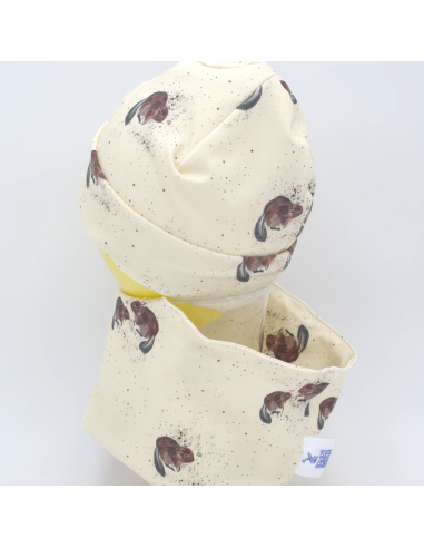 Beanie & Schlupfschal 'Kleine Biber' - Stoffstruktur und Material