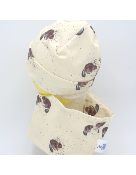 Beanie & Schlupfschal 'Kleine Biber' - Stoffstruktur und Material