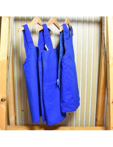 Blaue Kinderschürze 'Kreativblau' | Kittelschürze mit Namen - Rückansicht