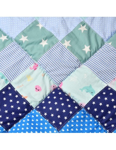 Patchwork Krabbeldecke 'Kuschelvergnügen' | personalisierbar - Nahaufnahme