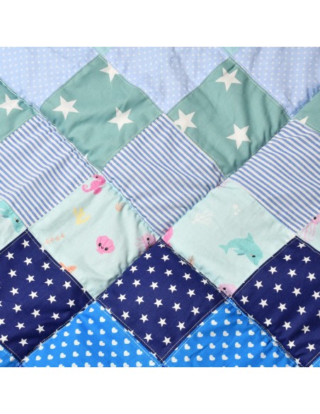 Patchwork Krabbeldecke 'Kuschelvergnügen' | personalisierbar - Nahaufnahme