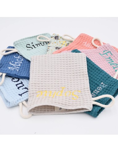 Sanfter Baby-Waschlappen aus Waffelpiqué | personalisierbar - Detailansicht
